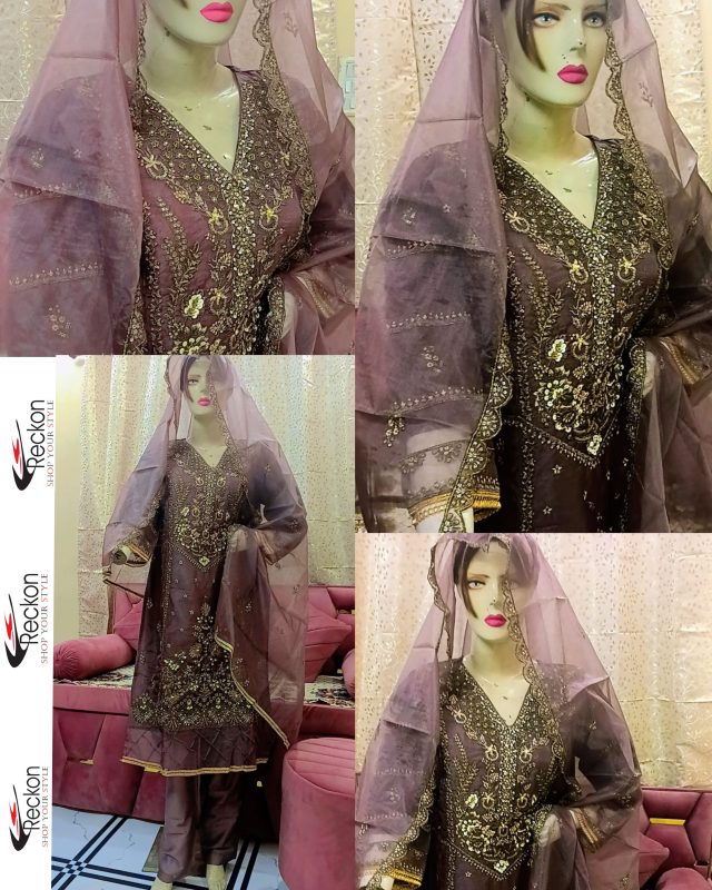 TOP - ORGANZA WITH EMBROIDERY DUPATTA - ORGANZA WITH EMBROIDERY INNER - SANTON BOTTOM - SILK