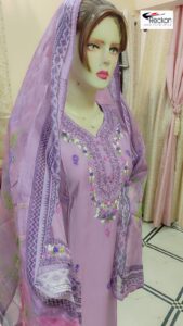 Beautiful Stitched Suit in Roman Silk with thread work embroidery