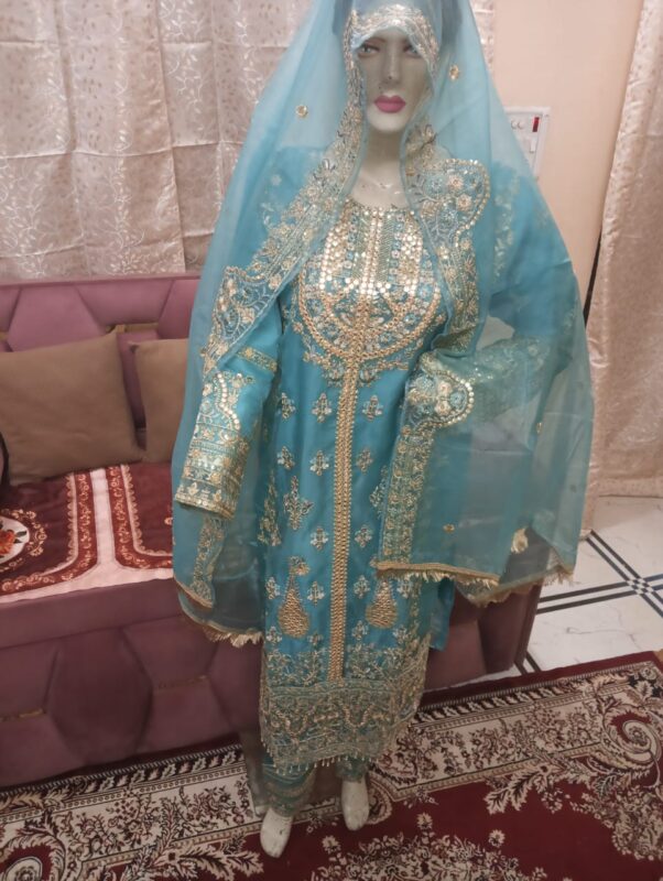 Beautiful Stitched Suit in Soft Organza with embroidery