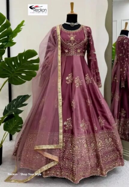 Japan Satin Thread Work Gown